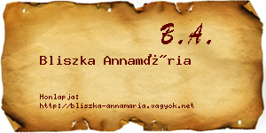 Bliszka Annamária névjegykártya